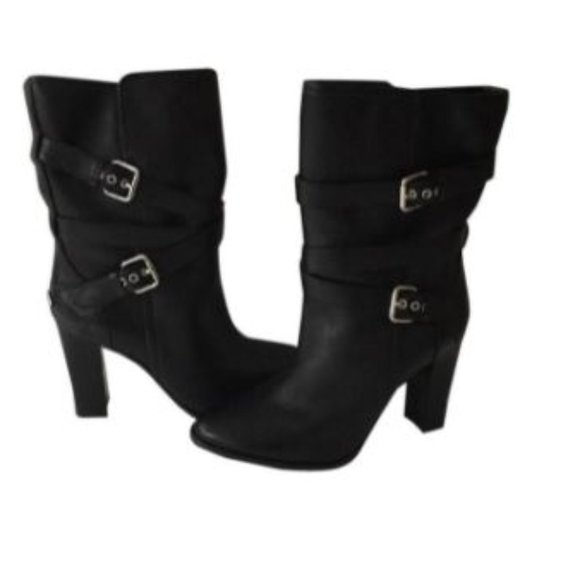 Coach ALEXANDRA Black Leather Boot Mid Calf - Picture 1 of 4